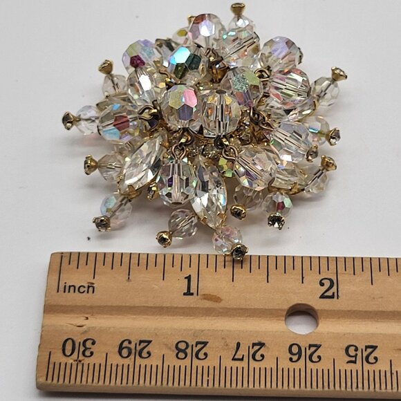 VTG  JULIANA D & E SPARKLING DANGLING FESTIVE RHINESTONES BROOCH PIN FAIRYCORE - Picture 8 of 9